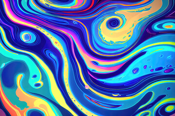 Fototapeta na wymiar Abstract Wave Patterns - Vibrant Watercolor Illustration for Wallpaper