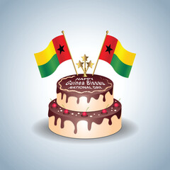 Guinea Bissau National Day with a Cake .Vector Illustration