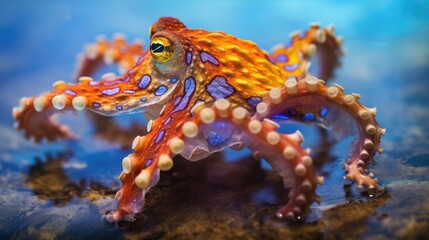 Blue-ringed octopus in the wild. Generative AI