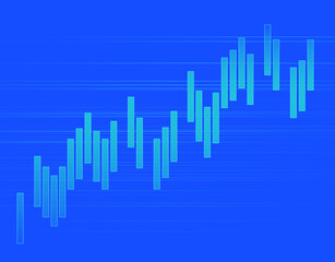 Square graph on a blue background.