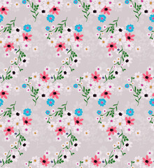 Lovely colorful floral pattern, Seamless summer retro design