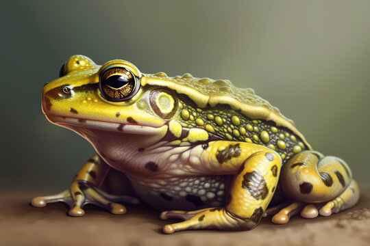 Image of a ridged frog on natural background. Amphibian. Wild Animals. illustration. Generative AI.