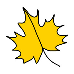 Autumn leaf. Cartoon flat style. Vector illustration isolated on white background.