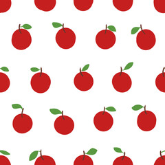 Illustration of red apples seamless pattern with transparent background.