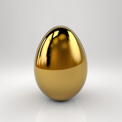 Perfect golden egg beautiful shiny golden egg on white. Generative AI