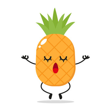 Single sitting Pineapple Fruit Yoga With Calm Mind Vector Illustration