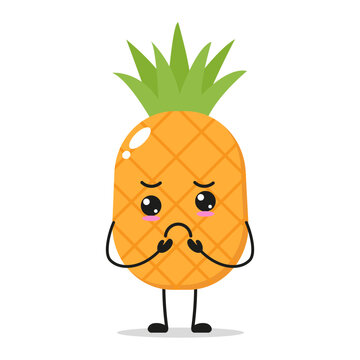 Single gloomy Pineapple Fruit Vector Illustration