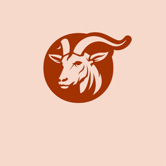 Goat Head Silhouette Logo Branding Vector Template