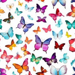 Plakat Vibrant Butterfly seamless Pattern, Perfect for Springtime, Generative AI