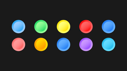 10 Gradient 3D Buttons. Vector icons.