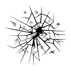 Obraz premium doodle crack wall, crack illustration