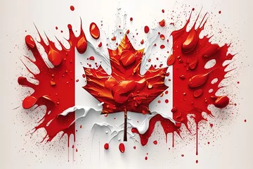 Fotobehang happy canada day flag with splash effect generated ai © Resi