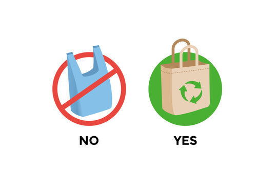 say no to plastic bag campaign, no plastic bags illustration vector