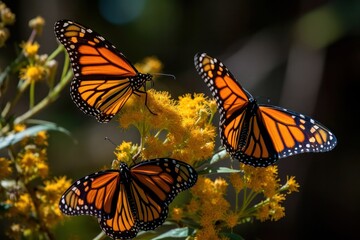 Monarch Butterfly - A monarch butterflies on flower in Summer. monarch butterfly collecting nectar from flower. High quality photo