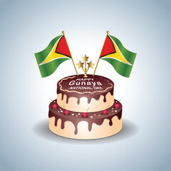 Gunaya, National Day with a Cake .Vector Illustration