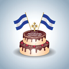 Honduras National Day with a Cake .Vector Illustration