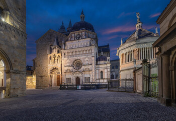 Fototapeta na wymiar Bergamo, Italy - View of Basilica di Santa Maria Maggiore at dusk
