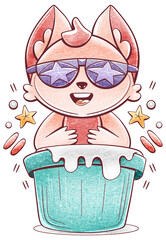 Cute cat character illustration in cartoon style.