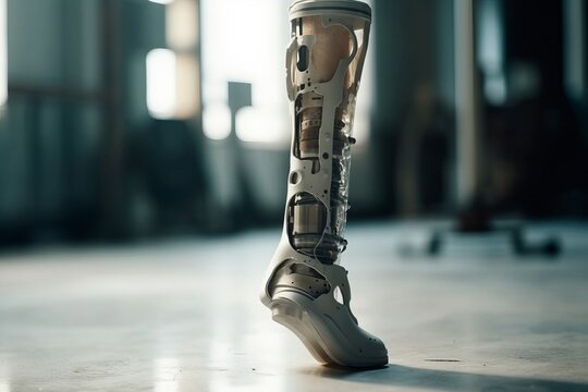 Isolated Prosthetic Leg and Foot close up. Healthcare and medicine concept