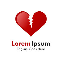 Broken heart design logo template illustartion