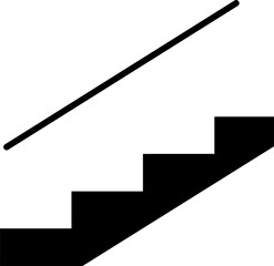 Isolated illustration of icon step ladder in a building with handrail or handle for safety indoor sign