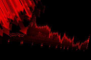 Fototapeta na wymiar Blurred Bitcoin Stock trading red background on monitor screen.