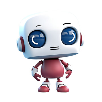 Cute cartoon robot, 3D robot, transparent - AI Generated. 