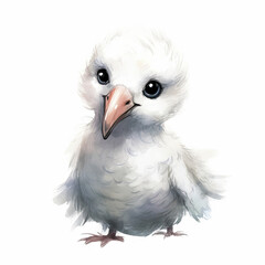 Albatross white bird illustration, watercolor drawing style, isolated on white background (generative ai)
