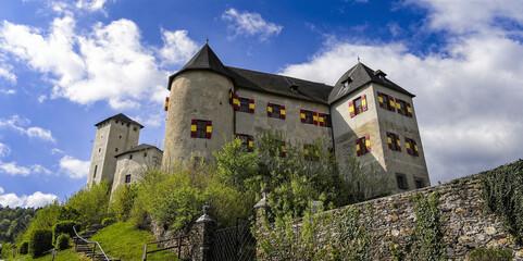 Fototapeta na wymiar castle in the Country with blue sky and clouds