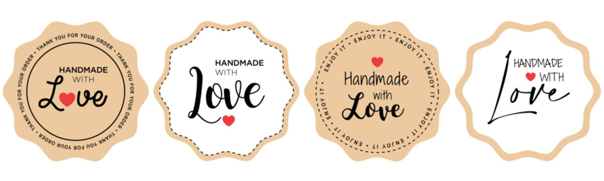 handmade with love set of stickers