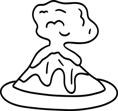 black and white volcano erupting clip art preview