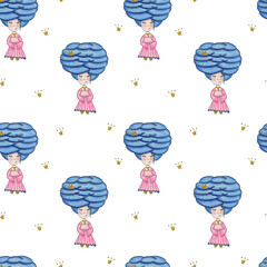 Seamless pattern with princess Fun print