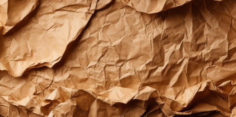 Crumpled brown paper. Generative AI.