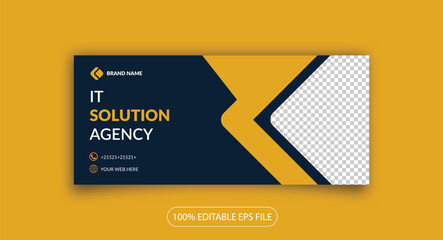 It technology solution business agency company facebook LinkedIn social media cover photo web banner design template