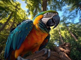The vibrant parrot perched in the nature, Generative AI Technology