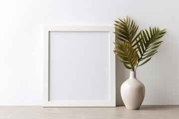 Fototapeta na wymiar Empty horizontal frame mockup in modern minimalist interior