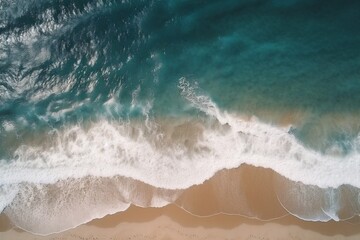 summer nature sand ocean wave beach water sea vacation shore. Generative AI.