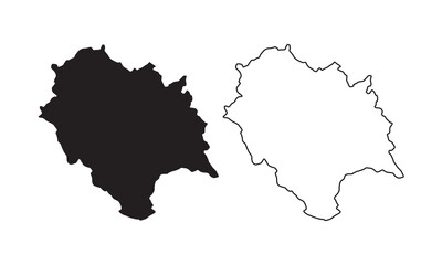 Himachal Pradesh map vector silhouette isolated on white. One of the states of India.