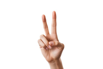 Victory or peace sign or number two hand