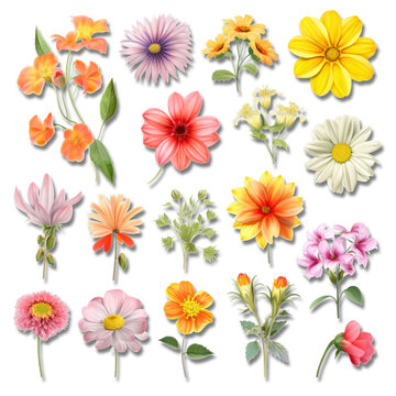 summer flower clip art realistic assortment simple