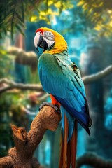 Obraz premium The vibrant parrot perched in the nature, Generative AI Technology