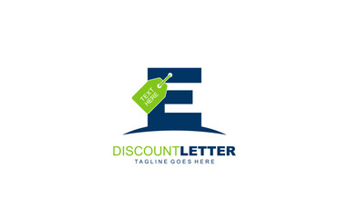 E logo discount for construction company. letter template vector illustration for your brand.