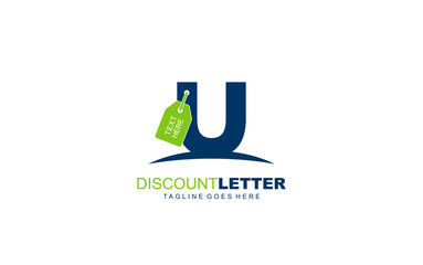 U logo discount for construction company. letter template vector illustration for your brand.