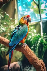 The vibrant parrot perched in the nature, Generative AI Technology