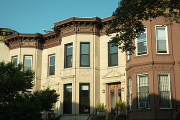 Fototapeta na wymiar Houses in Crown Heights, Brooklyn, New York