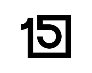 simple square geometric logo template of initial letter number 1 5