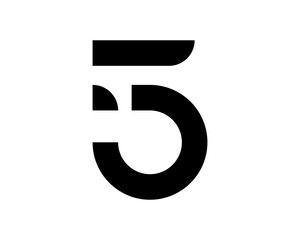 simple negative space  geometric logo template of initial letter number 1 5 S I