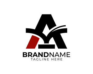 anagram or monogram of initial letter A K as opened page paper of the book