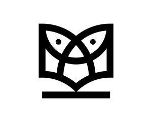 Owl Face Head as an Opened Book Logo Template
