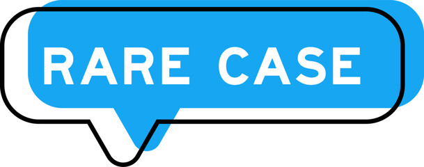 Speech banner and blue shade with word rare case on white background